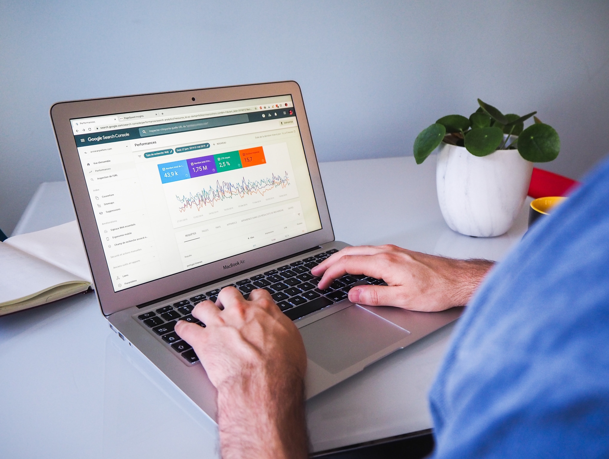 Google Search Console displayed on laptop screen