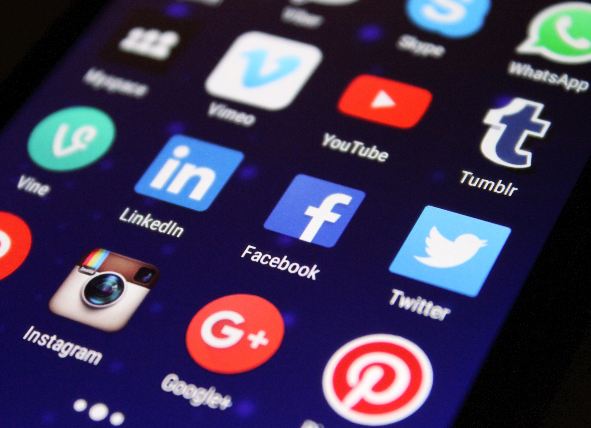 Social media apps on smartphone