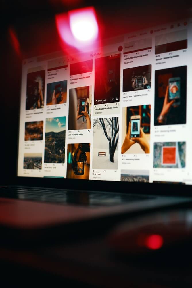 Open laptop with the Pinterest website up on the screen