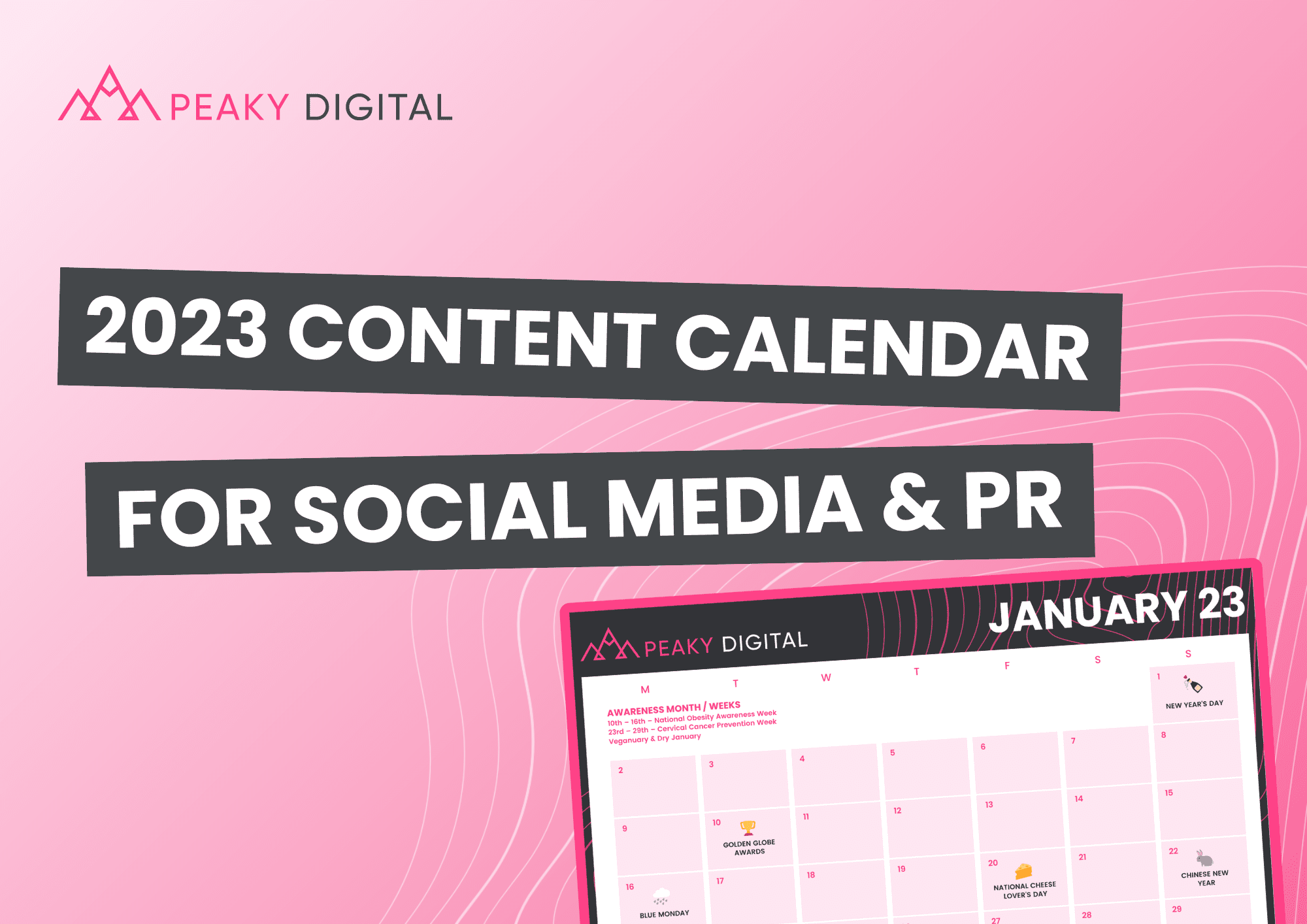 2023 Content Calendar for Social Media & PR